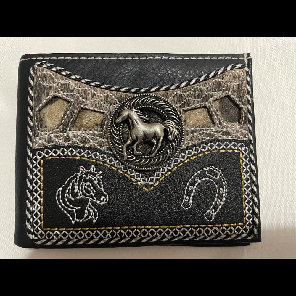 Wallet, black, gray, and white.